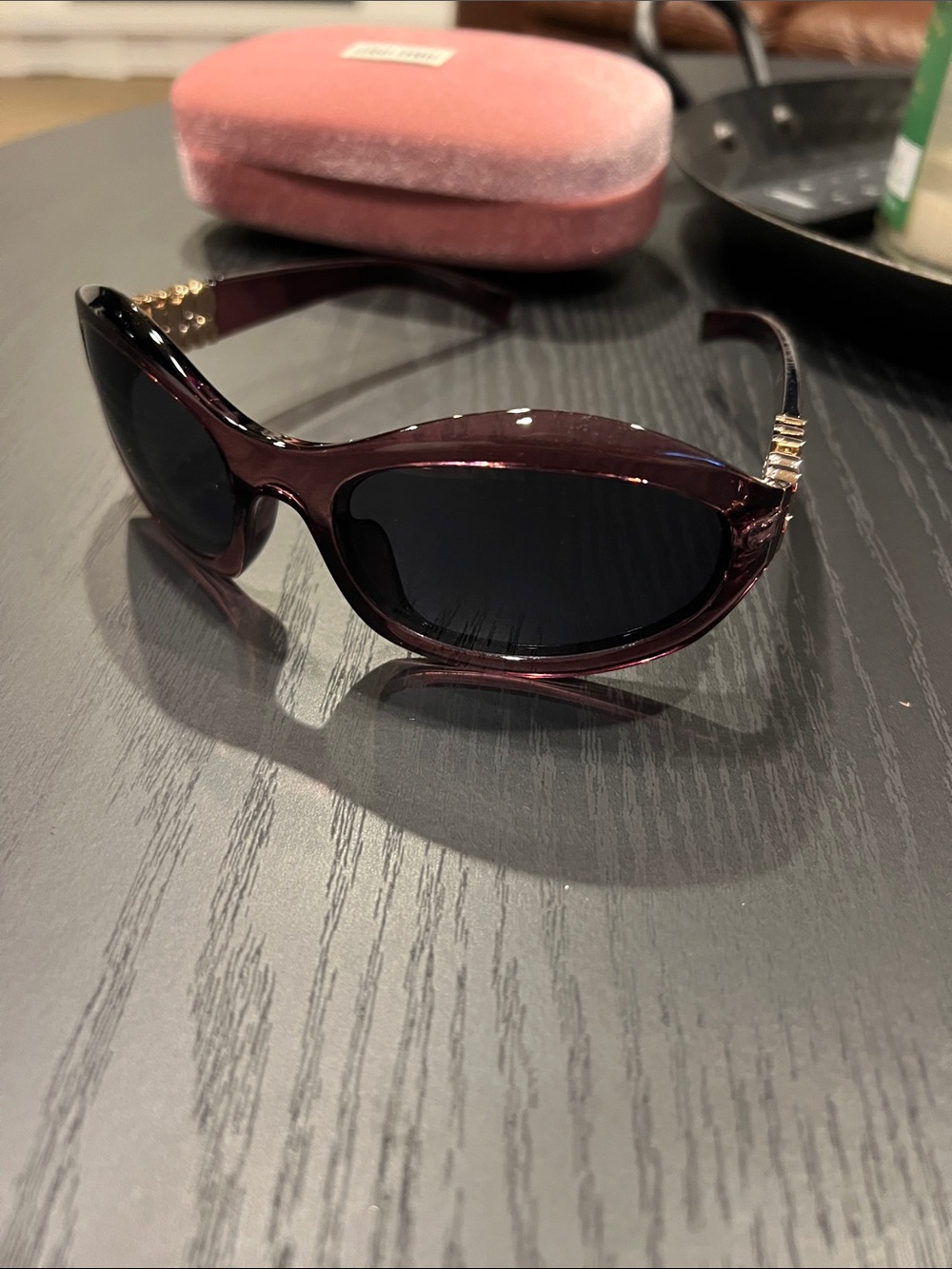 Women's Burgundy Sunglasses with Gold Accent